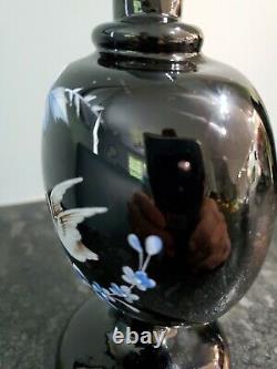 Vintage Korean Black Glass Perfume Bottle cir. 1930 Footed Pontil Numbered