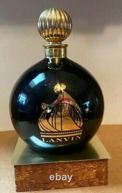 Vintage Lanvin Black Glass Empty x-large Perfume Bottle made in France
