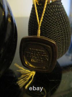 Vintage MARCEL FRANCK Paris Black Swirl Glass Perfume Bottle with Atomizer Works