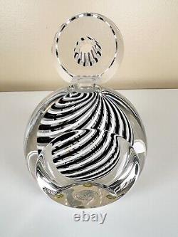Vintage/MCM Rare Signed Paul Harrie Black/White Spiral Art Glass Perfume Bottle