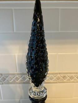 Vintage Mid Century Empoli Black Hobnail Squat Genie Bottle Decanter