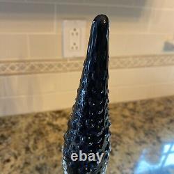 Vintage Mid Century Empoli Black Hobnail Squat Genie Bottle Decanter