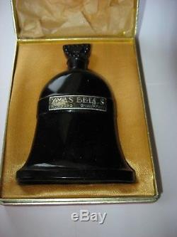 Vintage Molinard Paris Xmas Bells Empty Black Glass Perfume Bottle, With Box