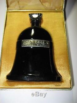 Vintage Molinard Paris Xmas Bells Empty Black Glass Perfume Bottle, With Box