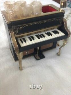 Vintage Music Box Metal Piano Man Piano Bar with 6 glasses plus bottle-For your