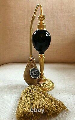 Vintage NEW Marcel Franck Paris Black Glass GOLD GILT Brass PERFUME BOTTLE SGDG