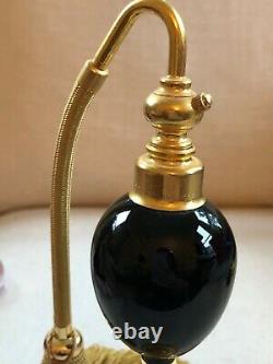 Vintage NEW Marcel Franck Paris Black Glass GOLD GILT Brass PERFUME BOTTLE SGDG