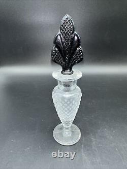 Vintage New Martinsville Clear Black Glass Art Deco Perfume Bottle Ornate