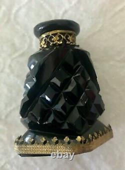 Vintage Opaque Black Czechoslovakian Perfume Bottle