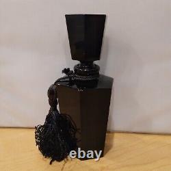 Vintage Opaque Black Glass Art Deco Style Perfume Bottle with Stopper and Tassel