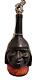 Vintage Pisco Black Glass Bottle Peru Inca Liquor Wine Decanter Silver Stopper