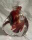 Vintage Richard Olma Art Glass Paperweight Perfume Bottle Signed Red Black 1997