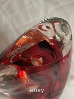 Vintage Richard Olma Art Glass Paperweight Perfume Bottle Signed Red Black 1997