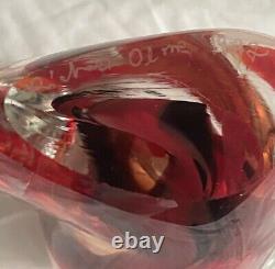 Vintage Richard Olma Art Glass Paperweight Perfume Bottle Signed Red Black 1997