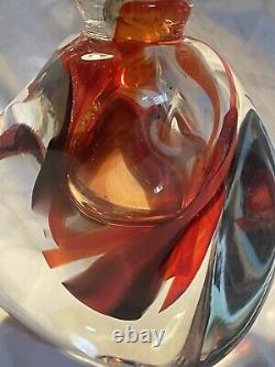 Vintage Richard Olma Art Glass Paperweight Perfume Bottle Signed Red Black 1997