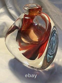 Vintage Richard Olma Art Glass Paperweight Perfume Bottle Signed Red Black 1997