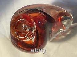 Vintage Richard Olma Art Glass Paperweight Perfume Bottle Signed Red Black 1997