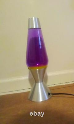 Vintage Starlite Lava Lamp 16.5 Violet & Yellow Silver Star Base