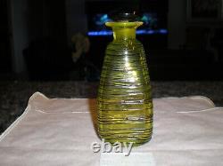 Vintage Steuben Yellow withBlack Thread Perfume / Liquid Bottle with Stopper Good