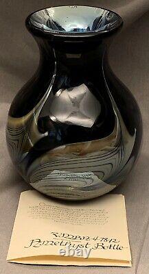 Vintage Steven Correia Amethyst Bottle Vase Signed 1978