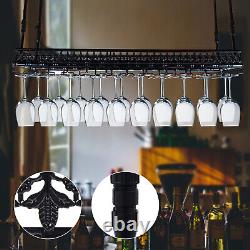 Vintage Wine Glass Hanging Rack Bars Cafes Glasses Organizer Shelf Bottle Holder