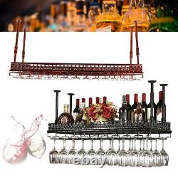 Vintage Wine Rack Hanging Glass Holder Shelf Wall Mounted Champagne Bottle Bar