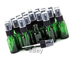Vivaplex, 24, Green, 15 ml (1/2 oz) Glass Bottles, with Black Fine Mist Spray
