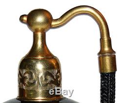 Volupte 1929 Black / Ebony Glass Perfume Atomizer / Bottle with Fancy Gold Trim