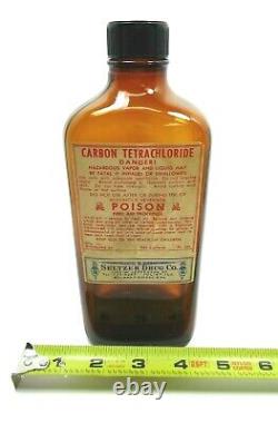 Vtg 1960s Pharmacy Bottle Amber Glass Black Plastic Cap Paper Label Joliet IL