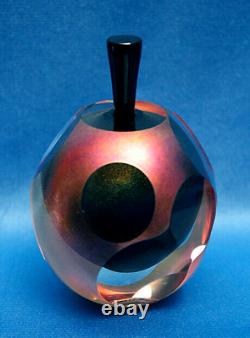 Vtg'89 McKenna/Brian Maytum Art Glass AURENE GOLD Perfume Bottle+Black Stopper
