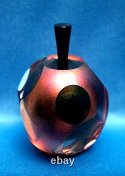 Vtg'89 McKenna/Brian Maytum Art Glass AURENE GOLD Perfume Bottle+Black Stopper