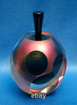 Vtg'90 Reid/Brian Maytum DiCHROiC ART GLASS IRiDESCENT PERFUME ATOMIZER, Black