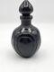 Vtg Black Satin Sand Carved Perfume Bottle & Stopper. 1983 Signed