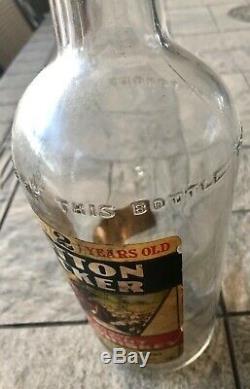 Vtg Cotton Picker 100 Proof Straight Corn Whiskey Black Americana Glass Bottle