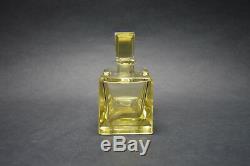 Vtg-Czech-Art-Deco-Citrine-Glass-Black Enamel Perfume Bottle Karl Palda