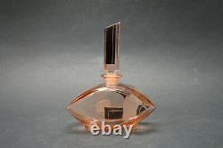 Vtg Czech Art Deco Pink Glass Black Enamel Perfume Bottle Karl Palda