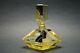 Vtg Czech Art Deco Perfume Bottle, Citrine Glass Black Enamel Karl Palda