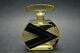 Vtg Czech Art Deco Perfume Bottle, Citrine Glass Black Enamel Karl Palda
