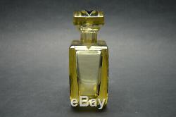 Vtg Czech Art Deco perfume bottle, Citrine Glass Black Enamel Karl Palda