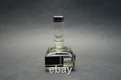 Vtg Czech Art Deco perfume bottle, Clear Glass Black Enamel Karl Palda