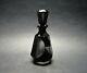 Vtg Czech Art Deco Perfume Bottle, Frosted Glass Black Enamel Art Glass Haida