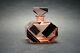 Vtg Czech Art Deco Perfume Bottle, Pink Glass Black Enamel Karl Palda