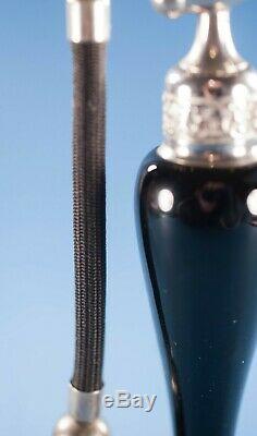 Vtg DeVilbiss Black Silver Perfume Bottle & Atomizer Art Deco