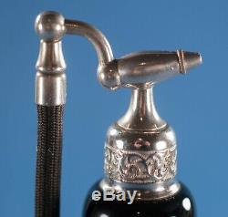 Vtg DeVilbiss Black Silver Perfume Bottle & Atomizer Art Deco