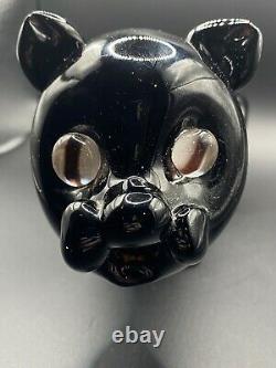Vtg Murano Art Glass Seguso Bischoff Figural Black Cat Decanter Bottle NO Cork