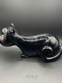 Vtg Murano Art Glass Seguso Bischoff Figural Black Cat Decanter Bottle NO Cork