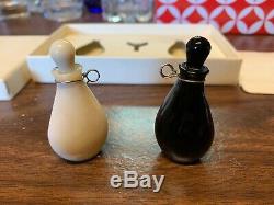 Vtg SUPER RAREHalston Perfume Bottles Pendants Elsa Peretti Black White Glass