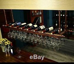 WGX Design For You Wine Bar Wall Rack 60'' Hanging Glass Rack&Hanging Bottle