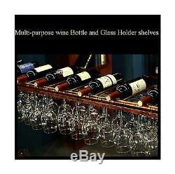 WGX Wine Bar Wall Rack 47'', Hanging Bar Glass Rack&Hanging Bottle Holder Adju