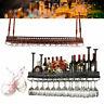 Wall Mounted Wine Rack -metal Bottle Glass Holder With Hanging Stemware Usa